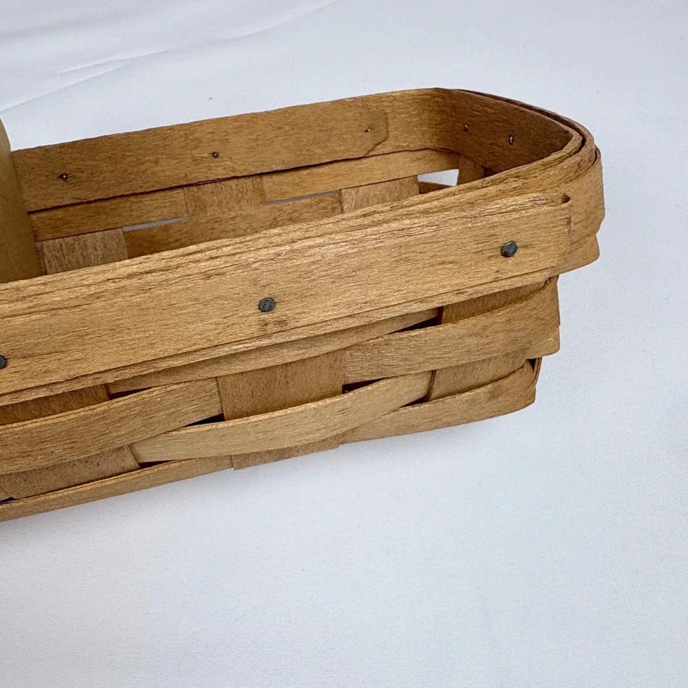 Vtg Longaberger Handwoven Cracker Basket 1991 Signed 2 Fabric Liners Dresden